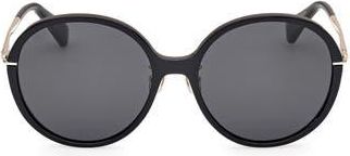 Max Mara 58mm Round Sunglasses in Shiny Black /Smoke at Nordstrom Rack