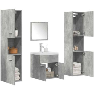 vidaXL Set Mobili da Bagno 5 pz Grigio Cemento in Legno Multistrato vidaXL