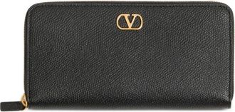 Valentino Accessoires, Dames, Zwart, ONE Size, Leer, VLogo Signature Ritssluiting Portemonnee