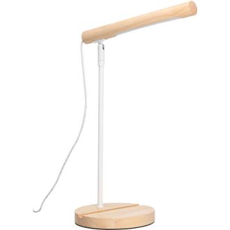 Forlight Arlo L&aacute;mpara De Escritorio Led De Madera Natural. Flexo De Escritorio De Acero Blanco Y Madera Con Luz Neutra 4000k