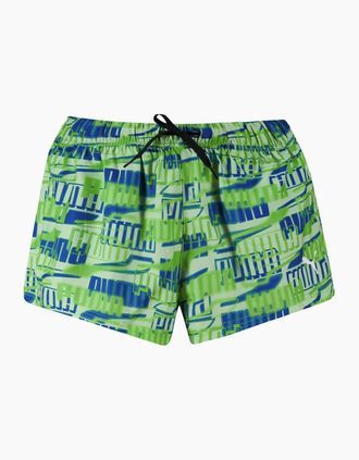 Puma Womens Printed Woven Swim Shorts - Green Combo - Size: 16 xl