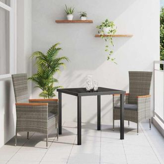 vidaXL Conjunto De Comedor De Jard&iacute;n Con Coj&iacute;n 3 Pcs Gris Polirat&aacute;n Vidaxl