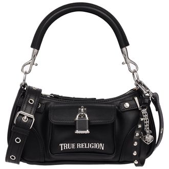 True Religion Moto Shoulder Bag with Lock Pocket Charm - Convertible Shoulder & Crossbody Purse