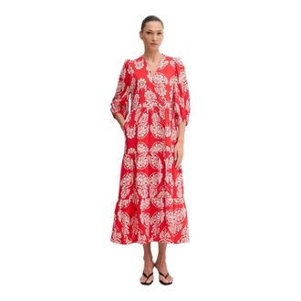 Lola Casademunt Maxi jurk met ruches - Dames - Casual kleedjes - Rood - M - Kleedjes