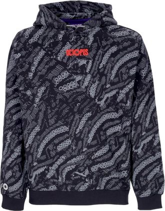 Octopus Zwarte Deco Hoodie met Tentakel Print - Heren - Hoodies - Zwart - L - Katoen - Hoodies & sweatvesten