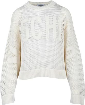 Moschino Maglia in Tricoat - Dames - Ronde hals truien - Beige - M - Katoen - Truien & Vesten