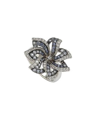Suzy Levian 18K & Silver 1.74 Ct. Tw. Sapphire Flower Ring