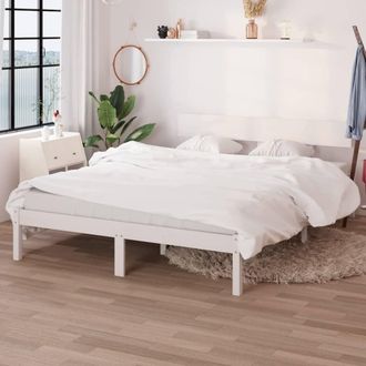 vidaXL Vidaxl - Estructura De Cama Sin Colch&oacute;n Madera Maciza Blanco 140x190 Cm