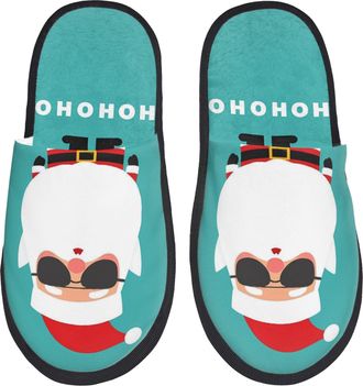 Generic Plush Slippers Cute Santa Claus Soft Fleece Slippers Breathable Anti-Slide Slipper For Winter Room Spa M