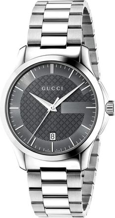 Gucci G-Timeless YA126441 Unisex Horloge met Grijze Wijzerplaat en Zilveren Armband