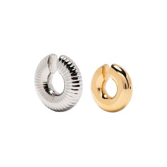 Paco Rabanne Accessoires, Dames, Veelkleurig, ONE Size, Oorclips met gepolijste afwerking (Set van Drie)
