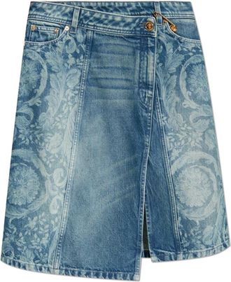 Versace Denim rok met voor split - Dames - Spijkerrokken - Blauw - XS - Denim - Rokken