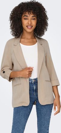 Only Kurzblazer ONLY ONLMARSA 3/4 BLAZER WVN NOOS, Damen, Gr. XL, weiss (safari), Web, Obermaterial: 53% Viskose, 35% Polyester, 12% Nylon, unifarben, loos