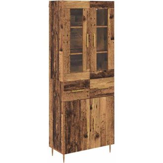 vidaXL Aparador Alto Con Caj&oacute;n 2 Pcs Madera Vieja Madera De Ingenier&iacute;a Vidaxl