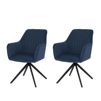 Hhg [nunca Usado] Juego De 2 Sillas De Comedor Hhg-499, Sillas De Cocina Con Respaldo Y Reposabrazos, Giratorias, Con Posici&oacute;n Autom&aacute;tica, De Tela/tejido,