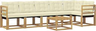 vidaXL Conjunto De Sof&aacute;s De Exterior 7 Uds. Blanco Y Crema Vidaxl