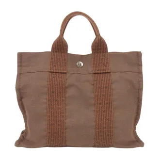 Herm&egrave;s Brown Canvas Tote Bag (Pre-Owned)