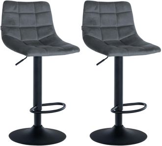 Clp Clp - Juego De 2 Taburetes De Bar Jerry En Terciopelo Gris Oscuro Negro