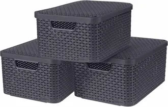 Curver Cajas De Almacenaje Con Tapa Style 3 Unidades M Gris Antracita Curver