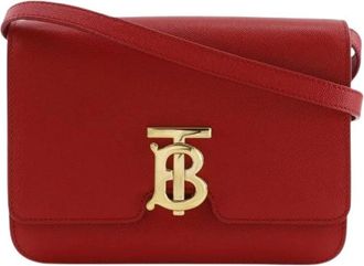Burberry Pre-owned Small Grainy TB Calf 2way Shoulder Bag - Dames - Vintage Schoudertas - Rood - ONE Size - Leer - Vintage
