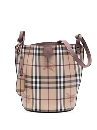 Burberry 2000-2017 Haymarket Check gecoate canvas bucket-tas - Bruin
