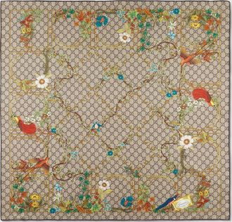 Gucci Printed Silk Twill Carr&eacute;, Beige