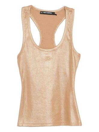 Karl Lagerfeld logo-embroidered coated tank top - Gold