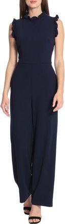 Maggy London Ruffle Wide Leg Jumpsuit in Twilight Navy at Nordstrom Rack, Size 12