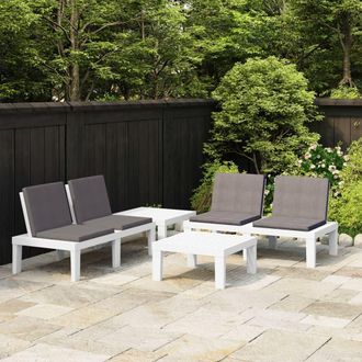vidaXL Set De Muebles De Jard&iacute;n 4 Piezas Con Cojines Pl&aacute;stico Blanco Vidaxl
