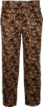 Palm Angels Camo Logo-Embroidered Trainingsbroek - Heren - Trainingsbroeken - Bruin - M - Polyester - Fitness