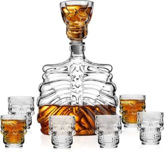 Godinger Skelly 7Pc Whiskey Decanter Set