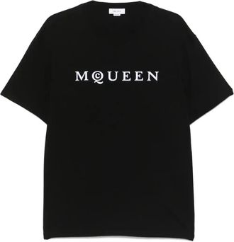 Alexander McQueen Flocked-Logo T-Shirt - Mens - Polyamide/Cotton