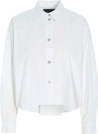 Bitte Kai Rand Witte Katoenen Overhemd met Plooien - Dames - Overhemden - Wit - 2XL - Katoen - Overhemden
