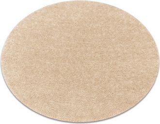 RugsX Rugsx - Alfombra Buenos Circulo 6652 Shaggy Liso, De Un Solo Color Crema Beige Circulo 120 Cm