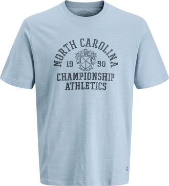 Jack & Jones T-Shirt JACK & JONES JPRBLULUKE SS TEE, Herren, Gr. XXL, ashley blau, Jersey, Obermaterial: 100% Baumwolle, bedruckt, regular fit normal, Rundhals, Sh