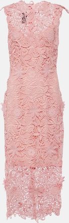 Monique Lhuillier Floral lace guipure midi dress