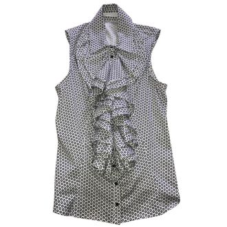 Anne Fontaine Geometric Monochrome Frill Sleeveless Blouse Size M