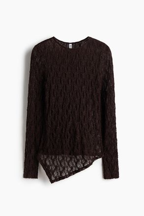 H&M Asymmetrisches Shirt im Spitzenlook - Brown