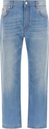 Moschino Logo-patch Jeans - Dames - Regular Fit Jeans - Blauw - S - Katoen - Jeans