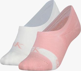Calvin Klein Womens Calvin Klein 2 Pack Womens Invisible Socks Pink/White - Size: 2.5/3/3.5/4/4.5/5