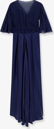 Alberta Ferretti Womens Dress Satin Long Blue Viscose Evening Suits