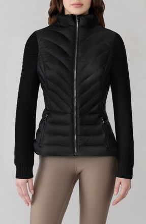Soia & Kyo Bexley Mixed Media 700 Fill Power Down Puffer Jacket in Black at Nordstrom, Size X-Small