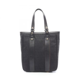 Fendi Black Canvas Leather Handbag Tote Bag (Pre-Owned)