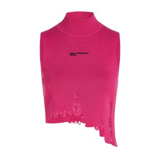 Karl Lagerfeld Distructed Knitted Top - - Tops - Donna - Rosa - XS