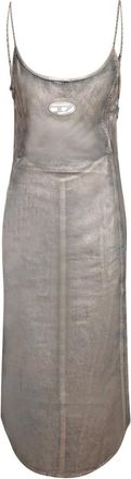 Diesel Kleedjes, Dames, Blauw, XS, Leer, Strappy Midi Dress