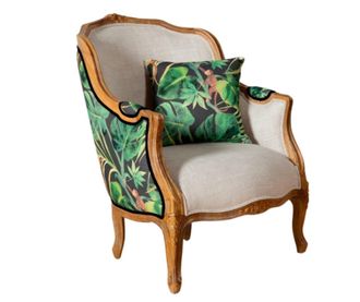 Robin des Bois Sill&oacute;n berg&egrave;re de madera y lino estampado lino