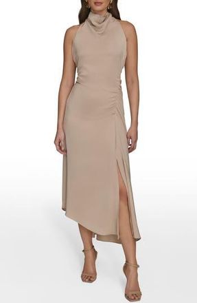 DKNY Satin Cowl Neck Midi Dress in Champagne at Nordstrom Rack, Size 8