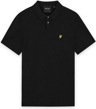 Lyle & Scott Mid Knits Katoenen Polo met Korte Mouwen - Heren - Ronde hals truien - Zwart - M - Katoen - Truien & Vesten