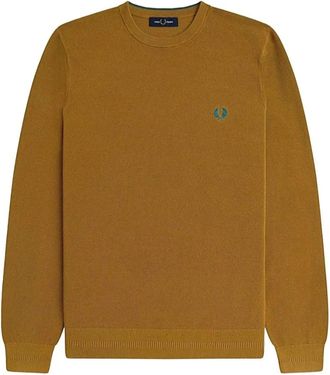 Fred Perry Maglia a girocollo con logo Fr - Heren - Ronde hals truien - Bruin - L - Truien & Vesten