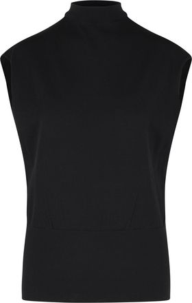 SIMKHAI Sleeveless Black Viscose Blend Top With Raised Neckline